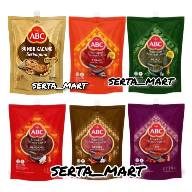 

ABC Sambal Nusantara Pouch 180gr - Sambal Terasi / Geprek / Teri / ABC Saus Kacang