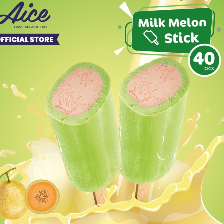 

YSQN7809 Ready Stok Aice Milk Melon Stick Ice Cream Eskrim 1 karton = isi 40 Pcs Es krim