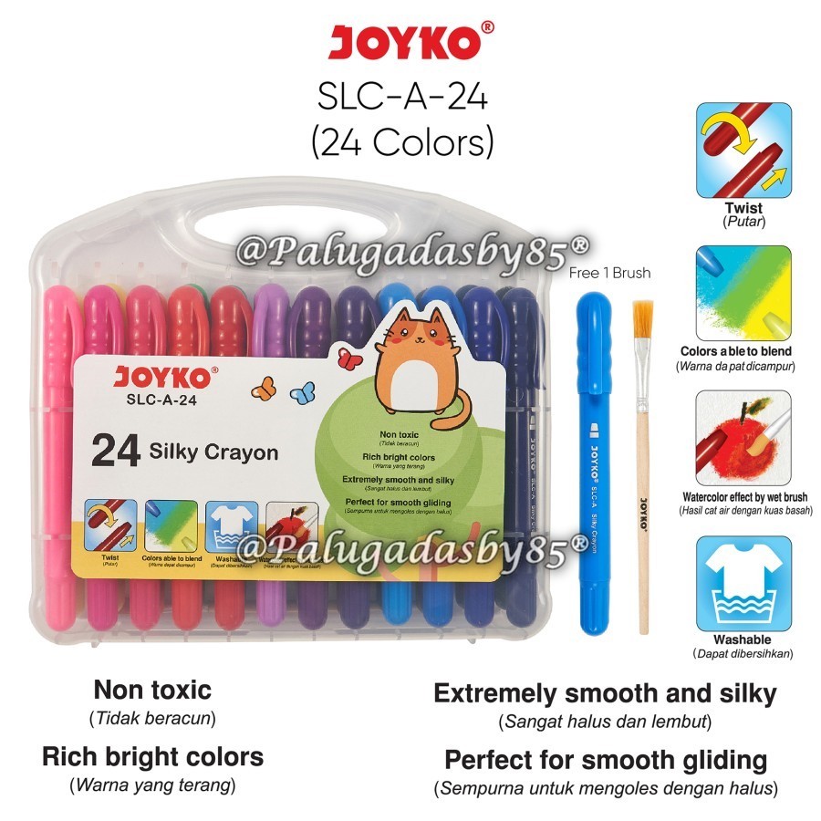 

(1 Set Isi 24 Warna) GROSIR Silky Crayon Joyko SLC-A-24 / Silky Crayon Krayon Halus Joyko SLC-A
