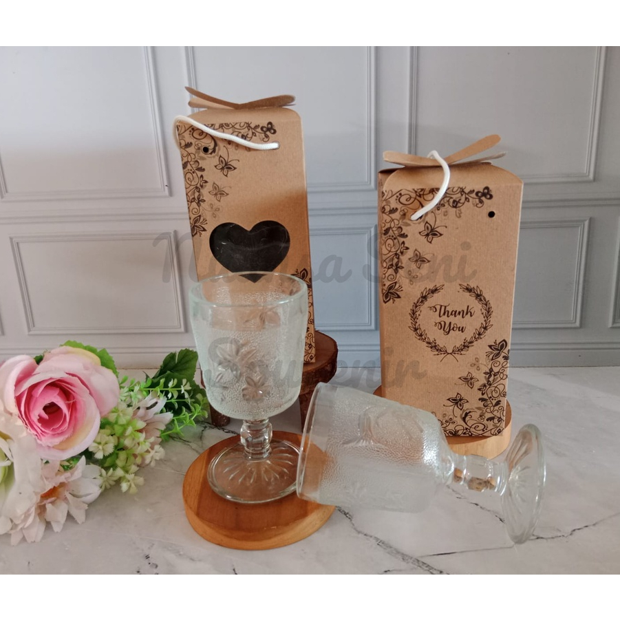 Souvenir Gelas Kaki Bunga Gelas Wine Stemware Motif Bunga Gelas Jus Minum Kaca Motif Kemas Paper Box