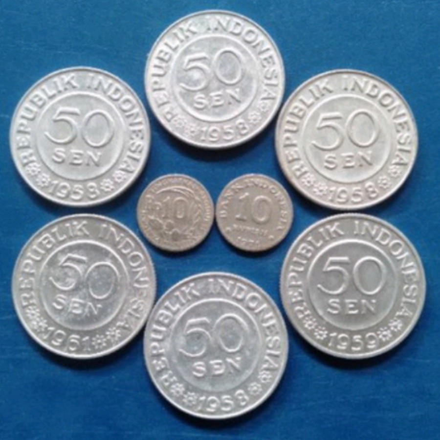 Koin kuno Mahar Rp 23 (Rp10x2 & 50senx6)