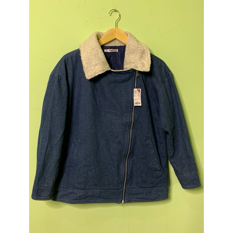 Jaket cewek jeans kerah bulu