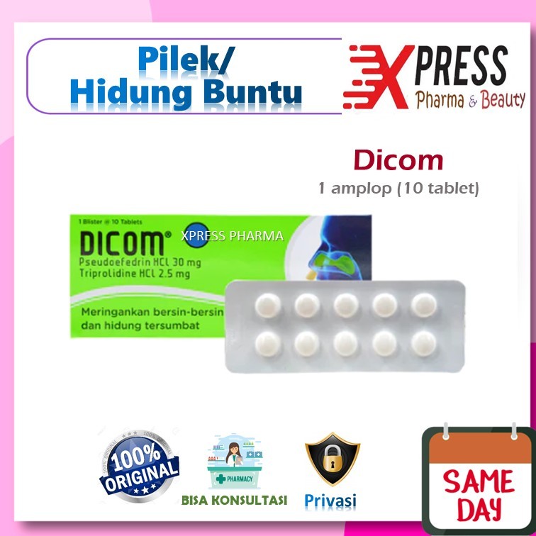 XPRESS  Dicom STRIP 10 Tablet Obat Pilek Alergi Flu Bersin - Bersin Bersin Dikom Di Kom Di Com Zh