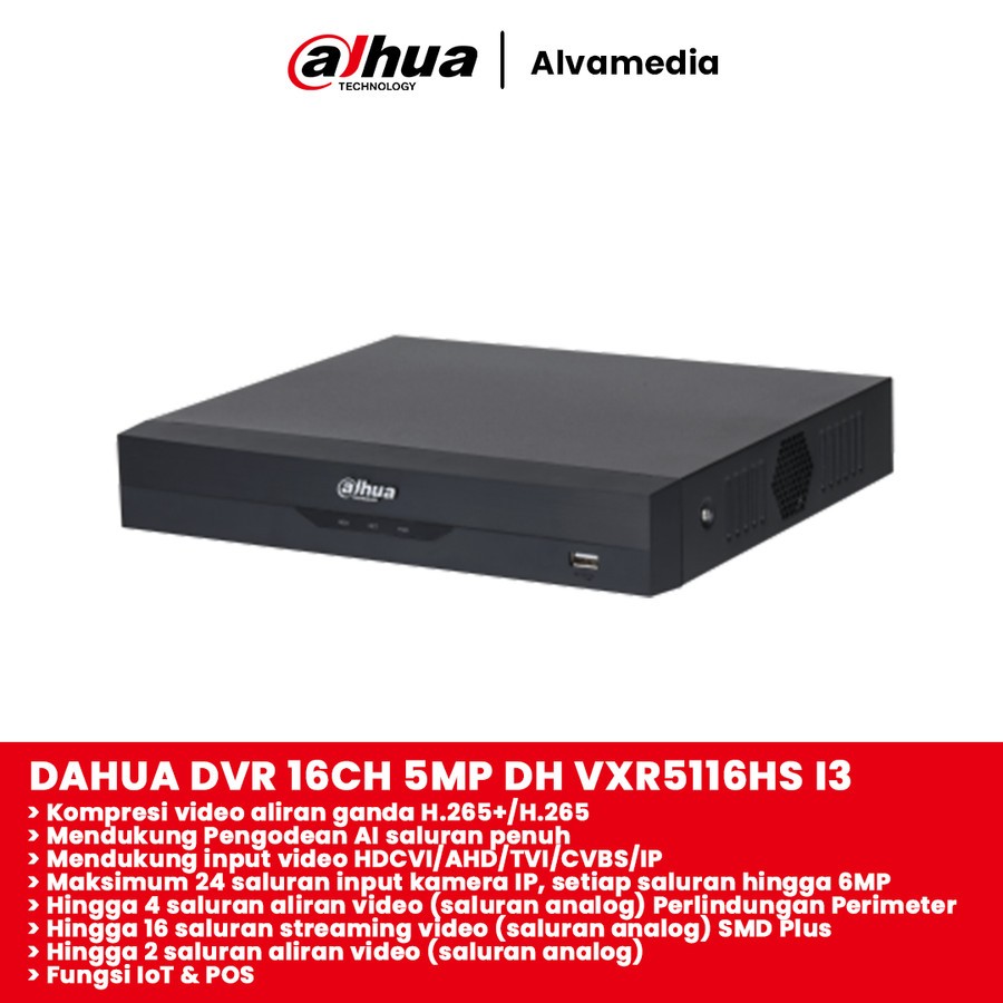 Mesin Cctv DVR 16 Channel 5MP Dahua DH XVR5116HS I3 Bergaransi Resmi