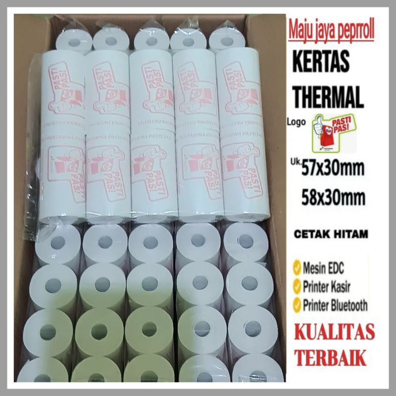 

KERTAS THERMAL EDC LOGO PERTAMINA 58X30/57X30 PAKET 10 ROLL/1 PACK
