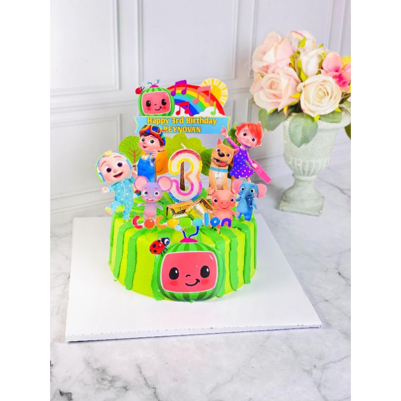 

kue ulang tahun anak birthday cocomelon topper cake