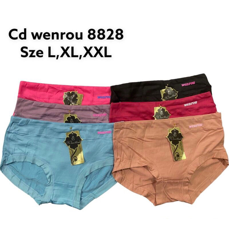 Lusinan 12Pcs Celana Dalam Wanita Wenrou 8828 Highwaist CD Cewek