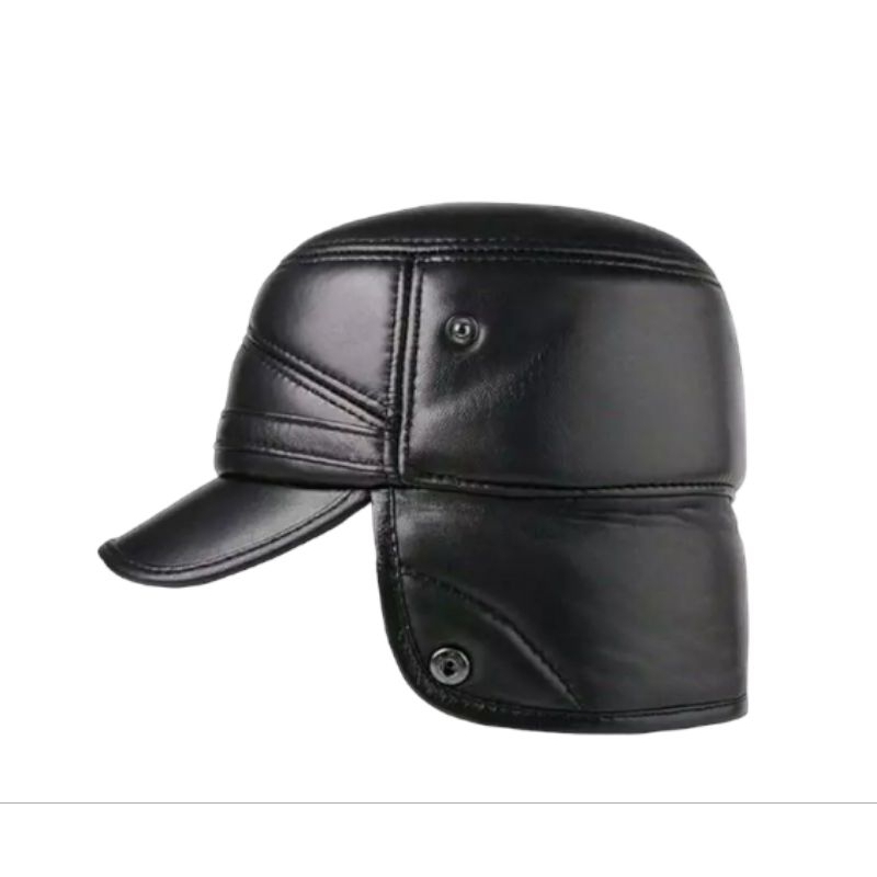 Topi Pria Original Kulit Asli Tentara Jepang Motif Bulu Halus Lembut Elegan