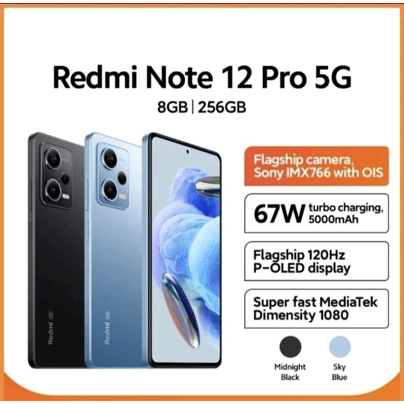 Xiaomi redmi note 12 pro 5g 8/256Gb [note 12 ram 8/128gb][6/128gb ] [ 4gb rom 128gb ] SECCOND