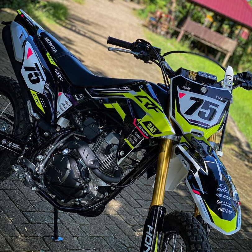 DECAL CRF 150L HITAM STABILO CUSTOM NAMA NOMOR SPONSOR