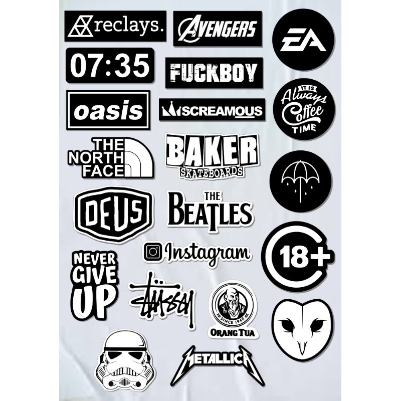 

21pcs Sticker Pack BlacknWhite Stiker Brand Local Hypebeast Sticker Aesthetic Tumblr