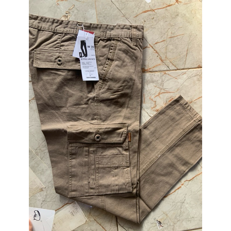 CELANA CARGO PANJANG PRIA SLIMFIT EMILIANO ORIGINAL BRENDED BAHAN KATUN CANVAS TEBAL TIDAK MELAR STA