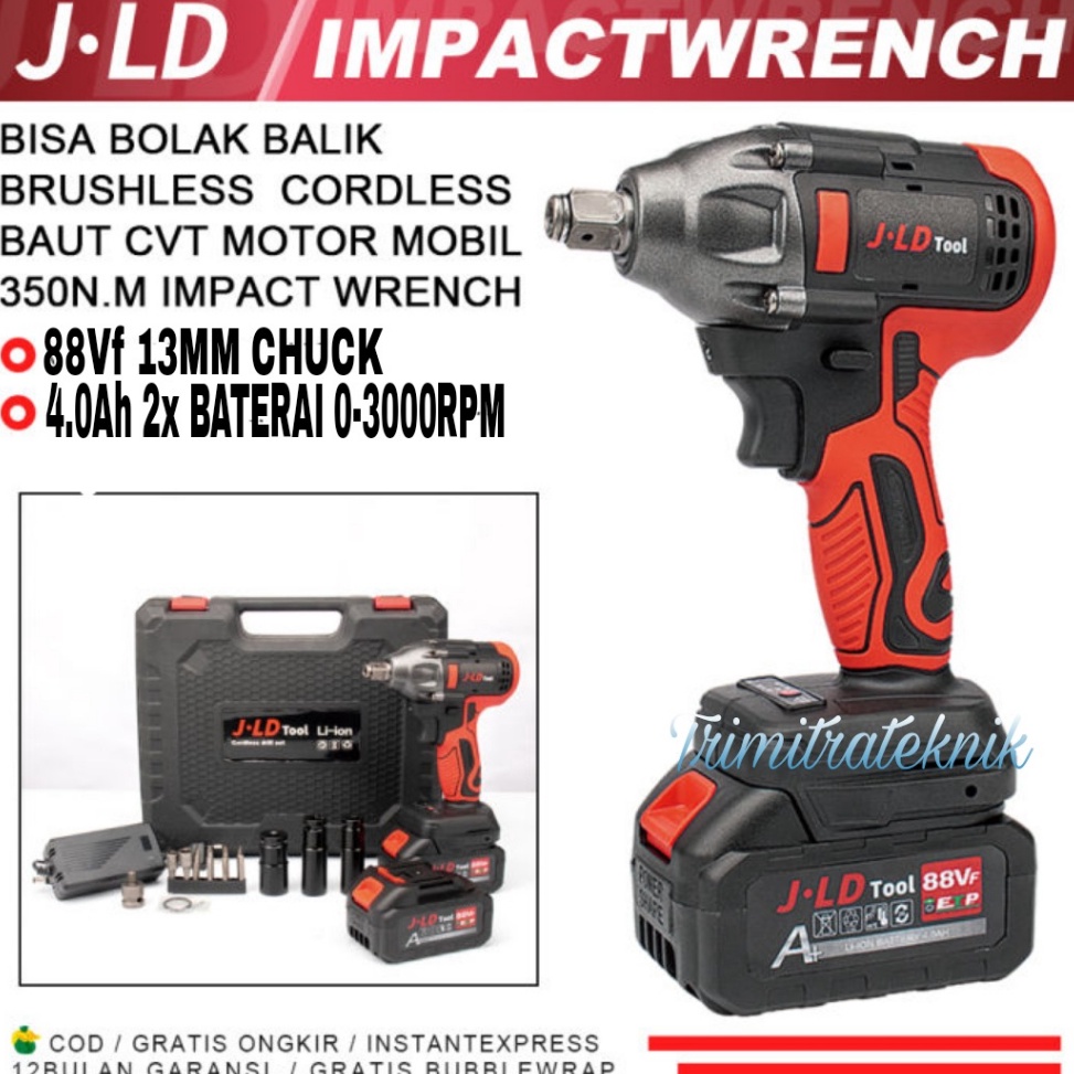 Siap Kirim.. ORIGINAL JLD IMPACT WRENCH 48 VOLT CORDLESS IMPACT JLD 48VOLT MESIN PEMBUKA BAUT JLD 48