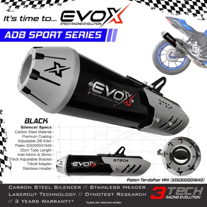 FULLSET KNALPOT RACING 3TECH EVOX ADB SERIES ORIGINAL