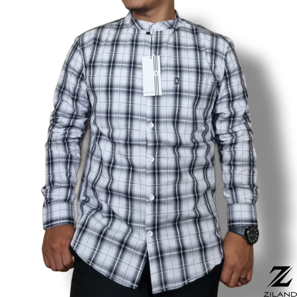 Kemko Dewasa ZILAND Kemeja Koko Pria Lengan Panjang  Katun Yandet Motif Kotak Premium Ada Jumbo