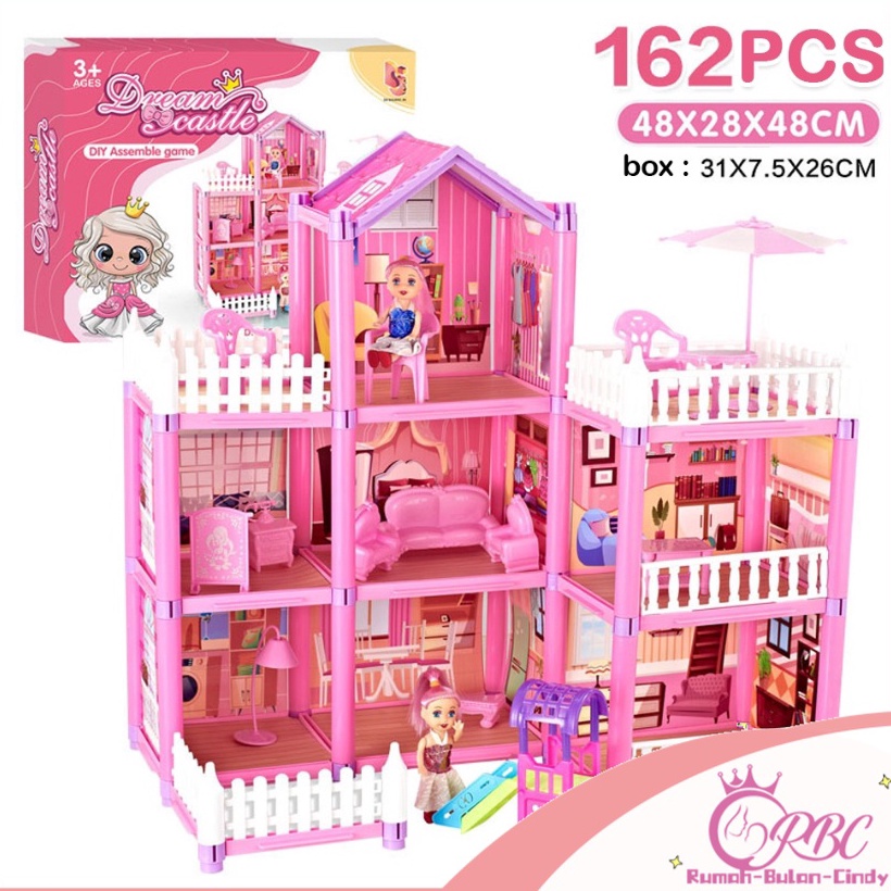SIAP KIRIM COD 162PCS Mainan Princess Castle House Rumah Rumahan Doll House Barbie Play House Kado U