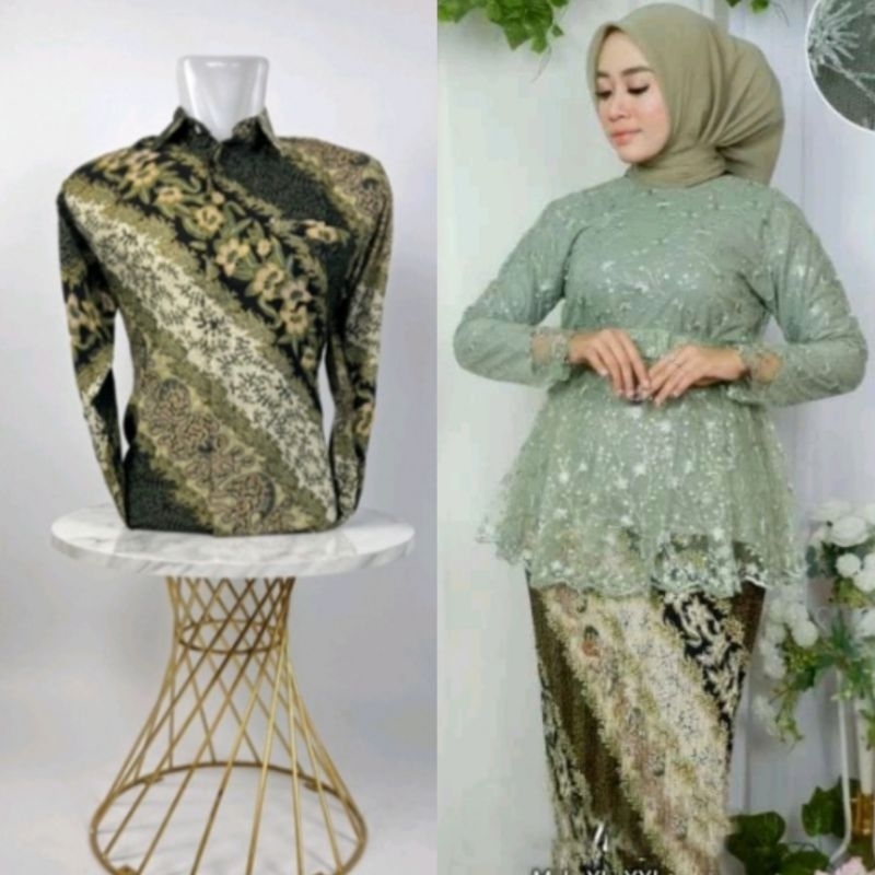 Kebaya Couple Kemeja Batik Laki-laki / Baju Couple Pasangan / Kebaya Couple Pasangan Baju Batik Pria
