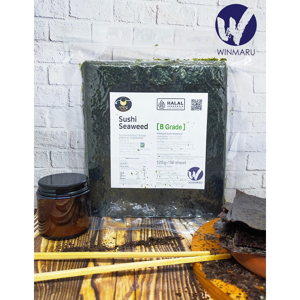 

[♛R36$] Manjun Yaki sushi nori Seaweed Rumput Laut 50 sheets/lembar - Manjun Grade B SALE now