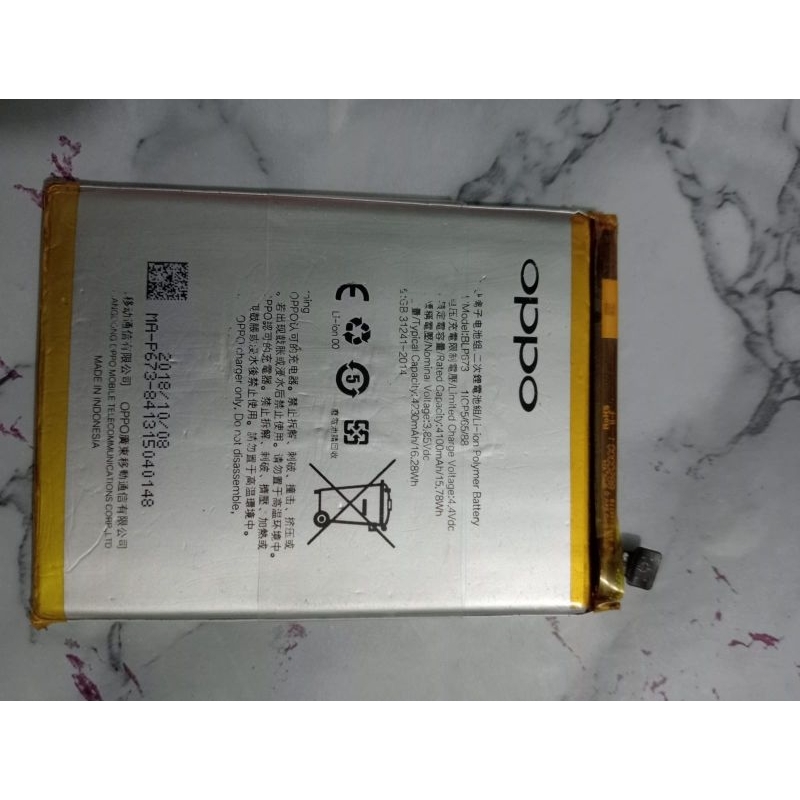 baterai oppo a3s original second cabutan