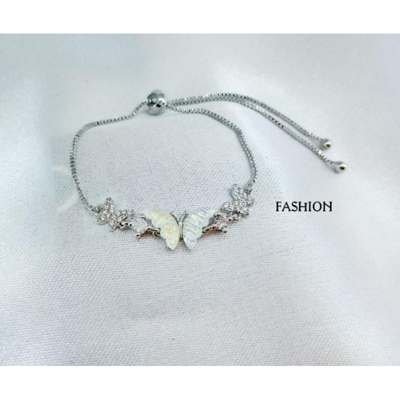 gelang serut kupu kupu crom emas putih