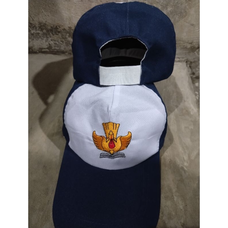 topi SMP putih-biru putih- topi sekolah SMP biru putih-atribut sekolah p