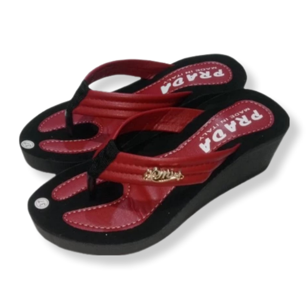 Sandal Wanita Hak Tinggi Sandal Wedges Prada Terbaru
