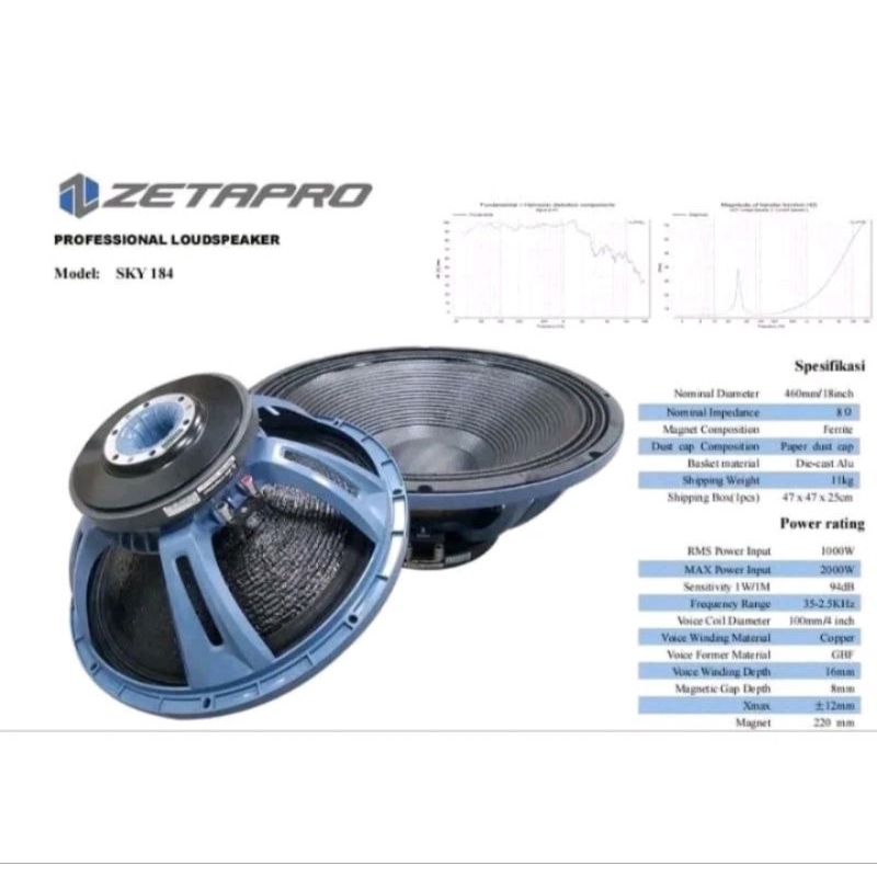 Komponen Speaker Zetapro 18in SKY-184 / SKY 184 ORIGINAL