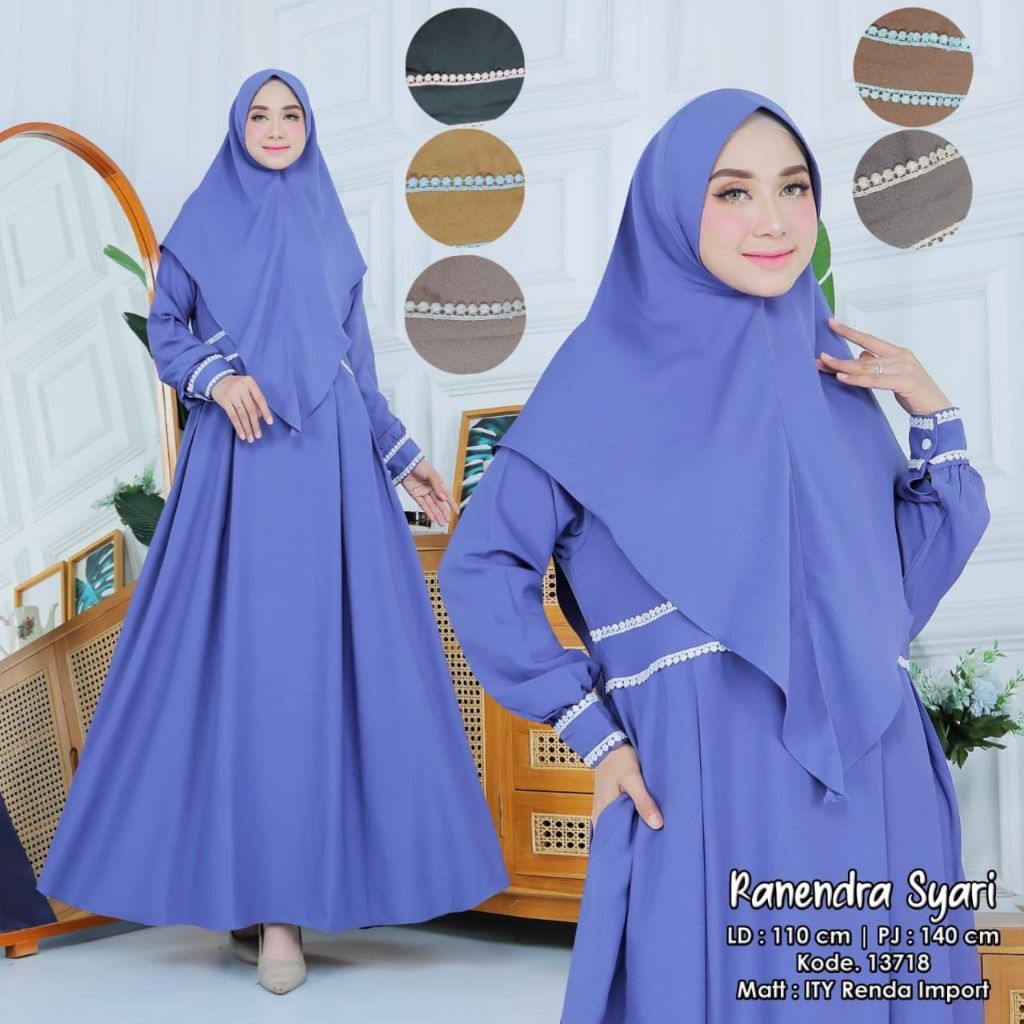 KD 13718 (isi 2) ASYA Syari Jilbab ITY Renda Import Lebar Mayung Pasmina Hijab Premium Polos Cantik 