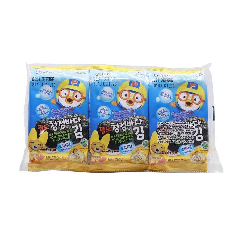 

[ACS82] Pororo Roasted Seaweed Nori Rumput Laut Panggang Siap Makan - 3 packs - 15 gram Terbaru