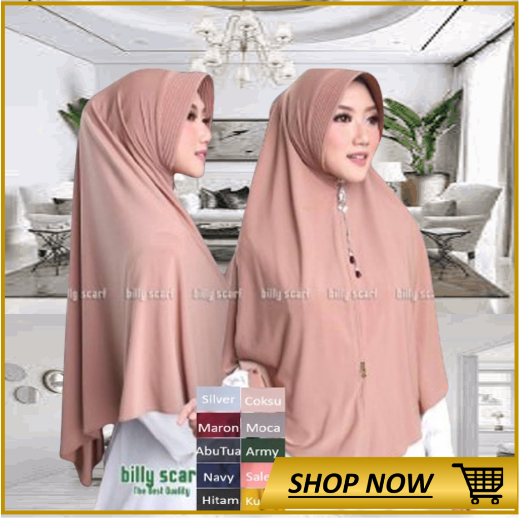 Jilbab Instan Jersey Premium Bergo Billy Panjang Langsung Khimar Pet Kekinian