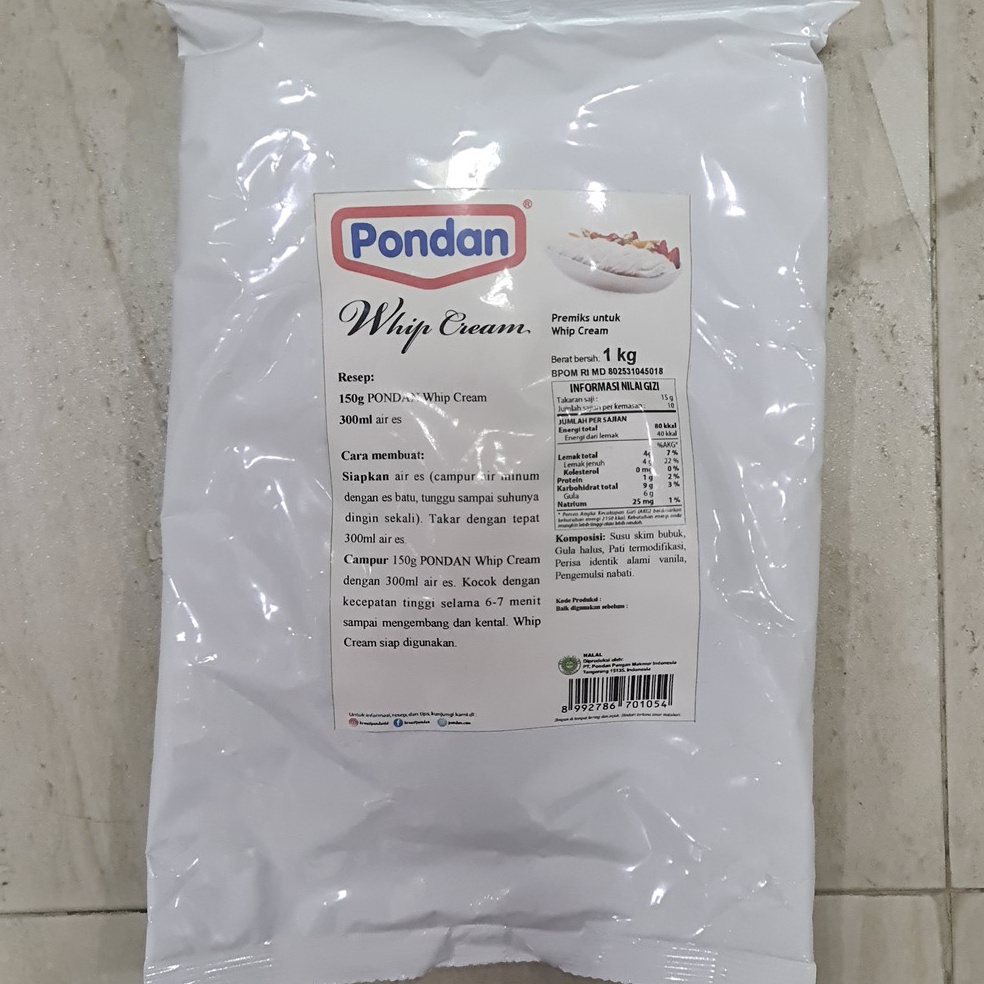 

VWLRQ PONDAN Whip Cream 1KG / Whipping Cream bubuk Bulky 1 KG rfdk9