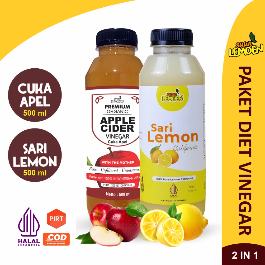 

[☊C47&] Paket Diet Sehat Bundling Cuka Apel + Sari Lemon Murni By Suur Lemoen ID Weekday