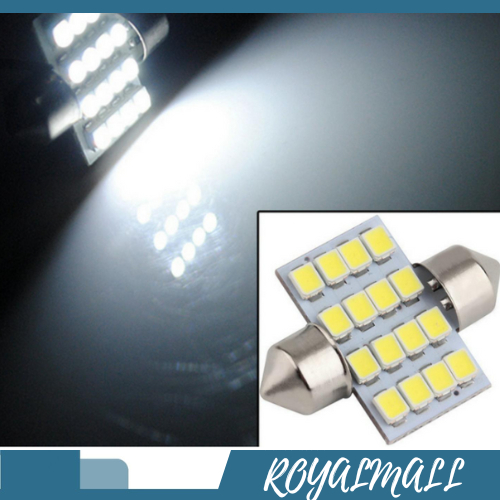 Lampu Interior Mobil Kabin 16 LED SMD 1210 Cool White 2 PCS / Lampu Interior Atap Atas Kabin Plafon 