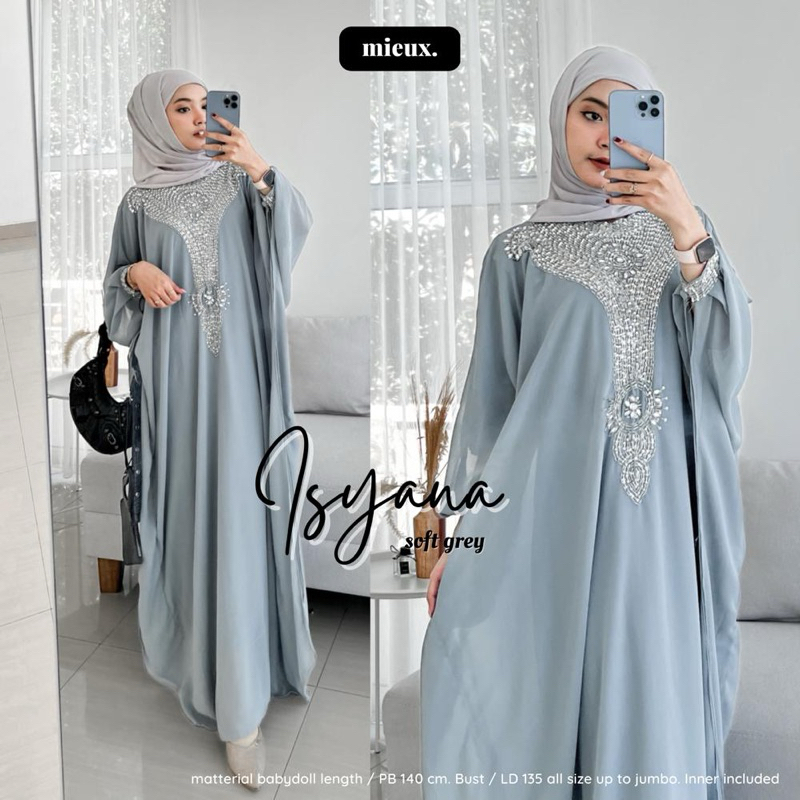 Kaftan kondangan terbaru Isyana kaftan jumbo payet ori mieux
