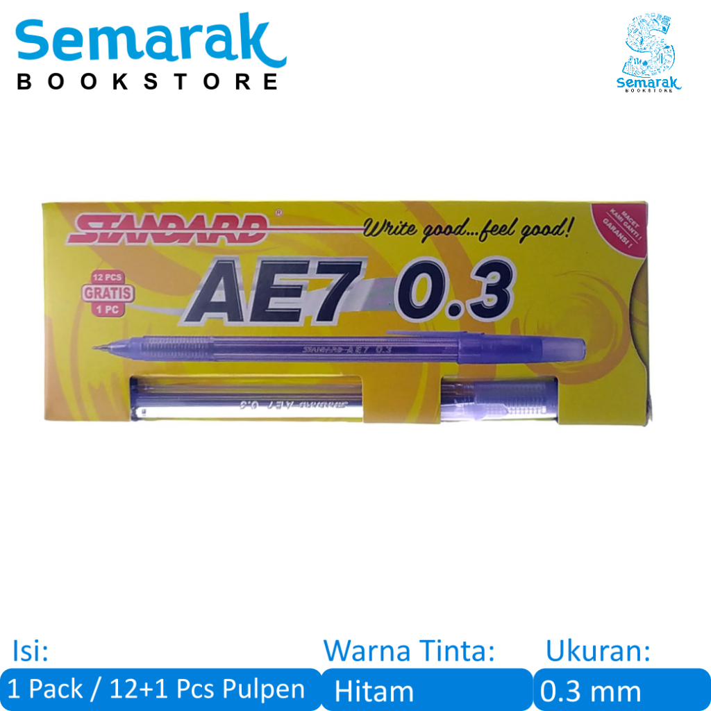 

Standard AE7 Pulpen Delta Tip 0.3 mm - Hitam [1 Pack / 12 + 1 Pcs]