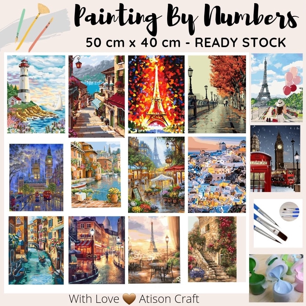 

[✾U88➢] Paint By Number 50x40cm PAINTING BY NUMBER DIY Banyak Dicari