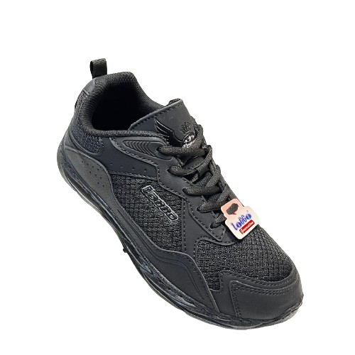 Sepatu LOGGO FOR YOU AISHA Size 36/40 Sekolah Pria  Wanita Sekolah Full Hitam Tali