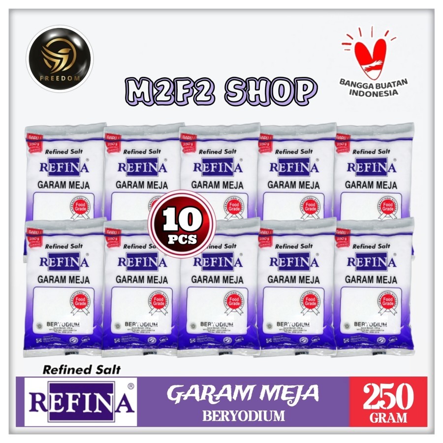 

Refina Salt Garam Meja Beryodium Bersih Putih Halus - 250 gr (Kemasan 10 Pcs)