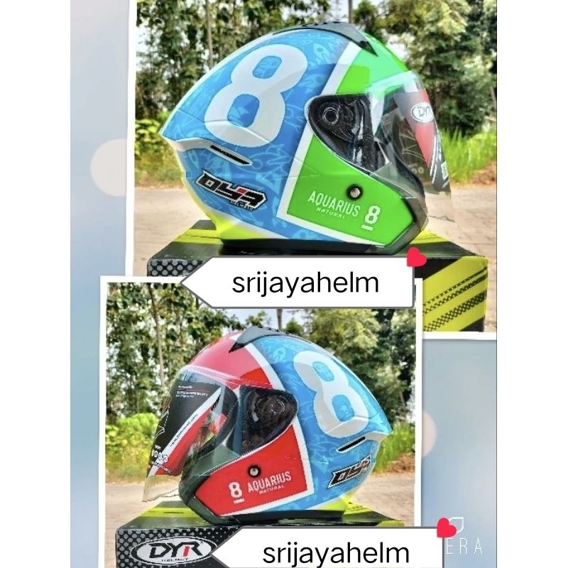 HELM DYR SUBARU AQUARIUS WHITE/GREN/OREN PAKET GANTENG