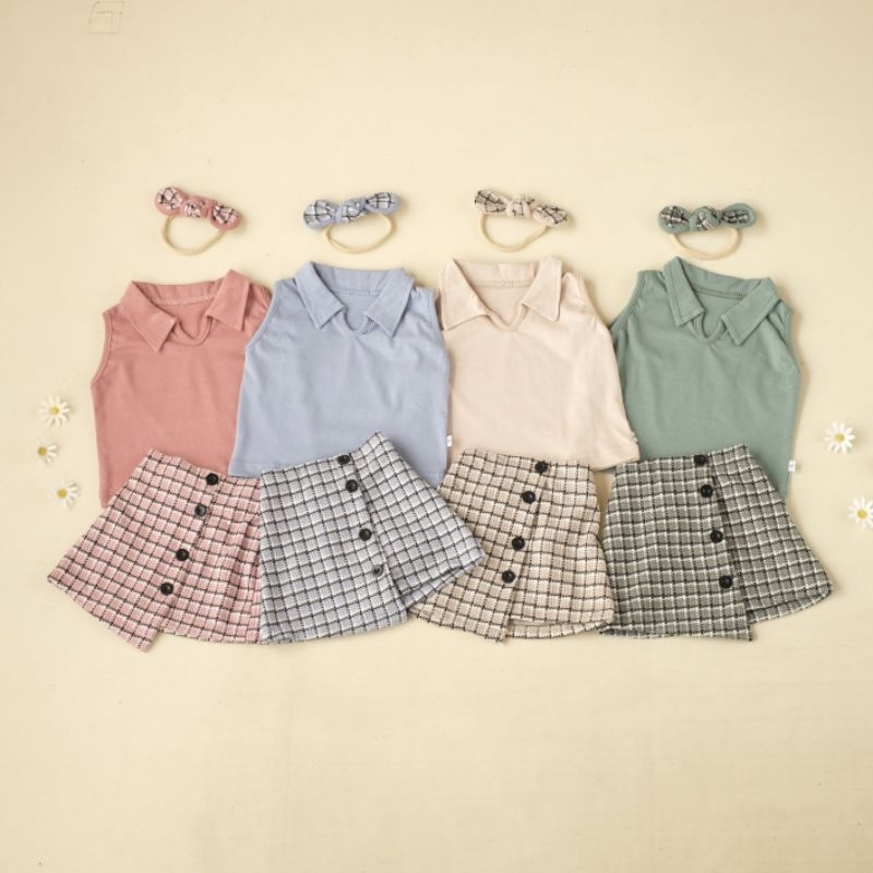 Setelan bayi Zee Jkt48 bahan katun knit bonus headband 0-12 bulan