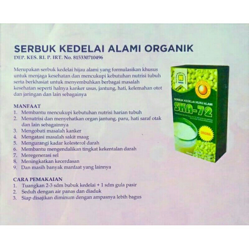 

(SKAO) Serbuk Kedelai Alami Organik susu penambah berat badan