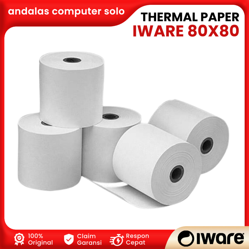 

Kertas Struk Kasir Printer Thermal Iware 80x80mm Paper Roll 80 x 80 mm Gold