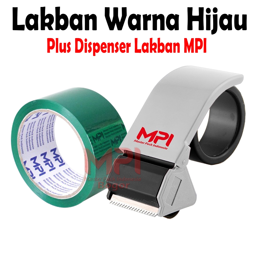 

Lakban Warna Hijau 48 mm x 50 Meter Plus Dispenser Lakban MPI - Master Pack Indonesia Bogor