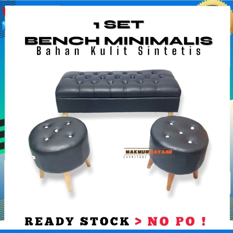 PROMO - SOFA BENCH OSCAR / STOOL / SOFA MINIMALIS 1 SET / BAHAN OSCAR KULIT KUALITAS PREMIUM
