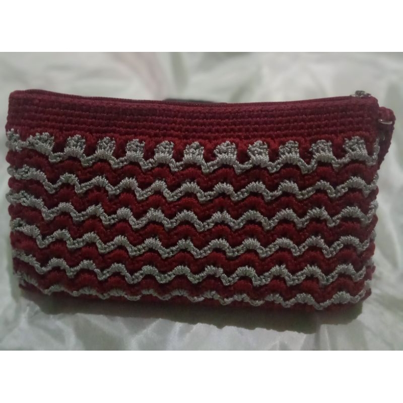 dompet rajut hp 2 ruang 1 resleting