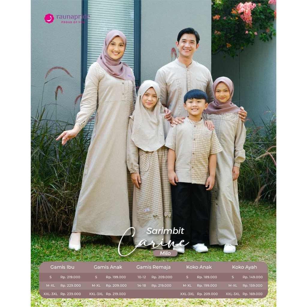 sarimbit carine  Milo/ gamis dewasa / baju muslim couple / koko couple / gamis ibu dan anak / gamis 
