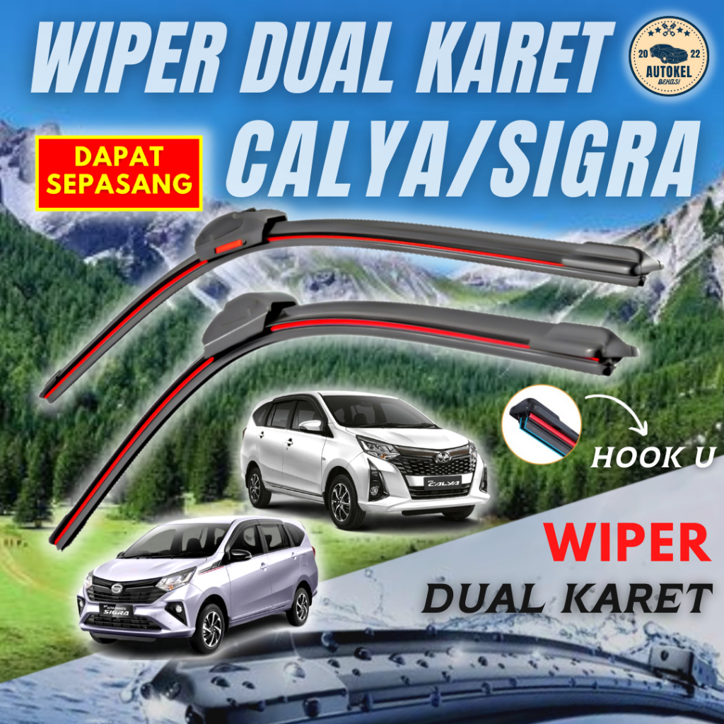 Wiper Mobil Dual Karet Calya Sigra Frameless Double Blade