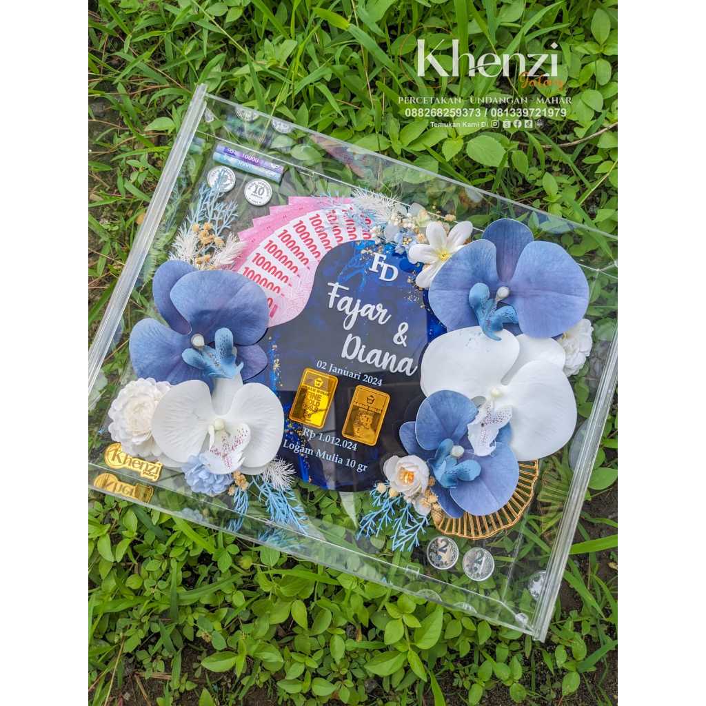 25x30 cm frame mahar pernikahan full akrilik custom | frame mahar tetes air