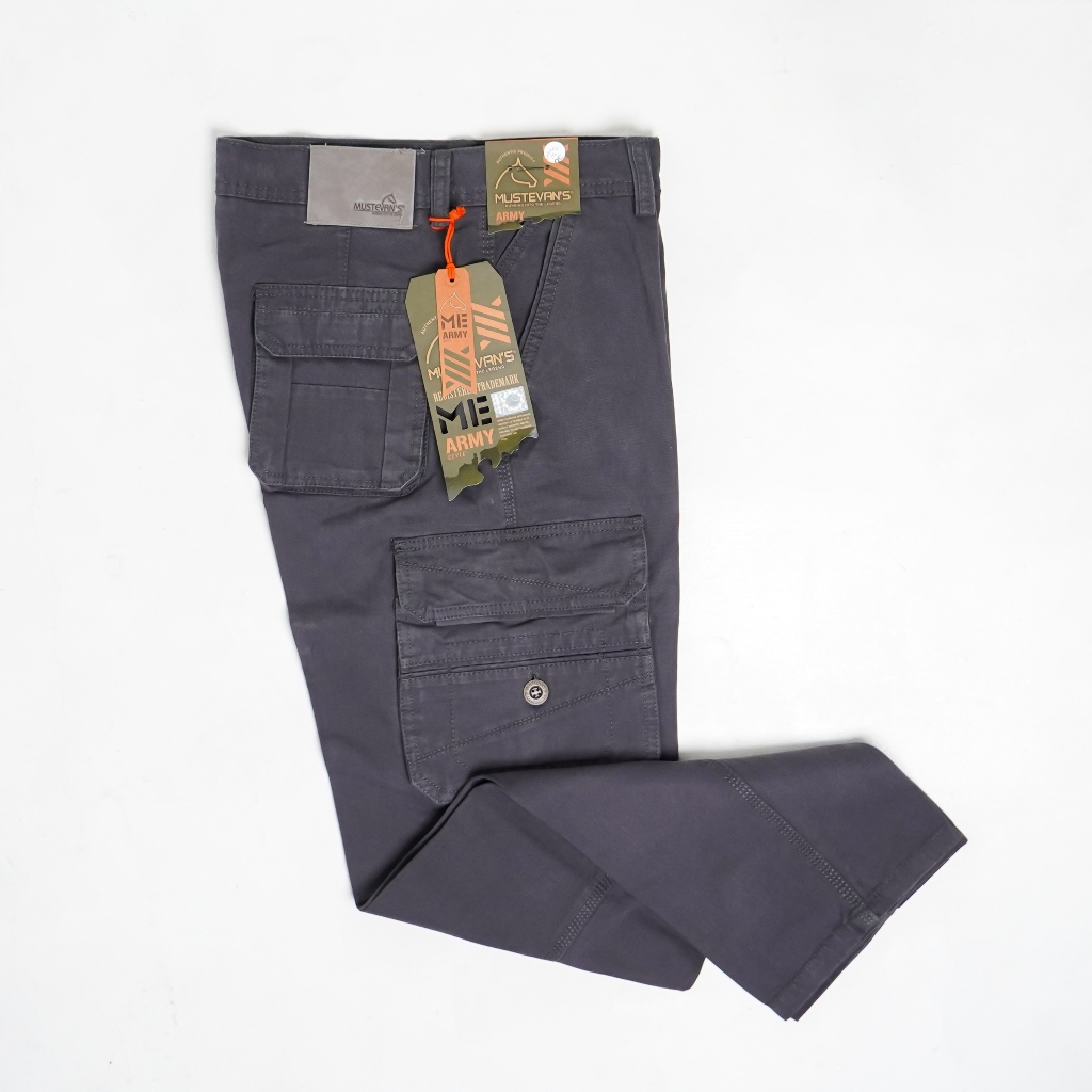 MUSTEVANS CELANA PANJANG CARGO KARGO ABU TUA/ DARK GREY