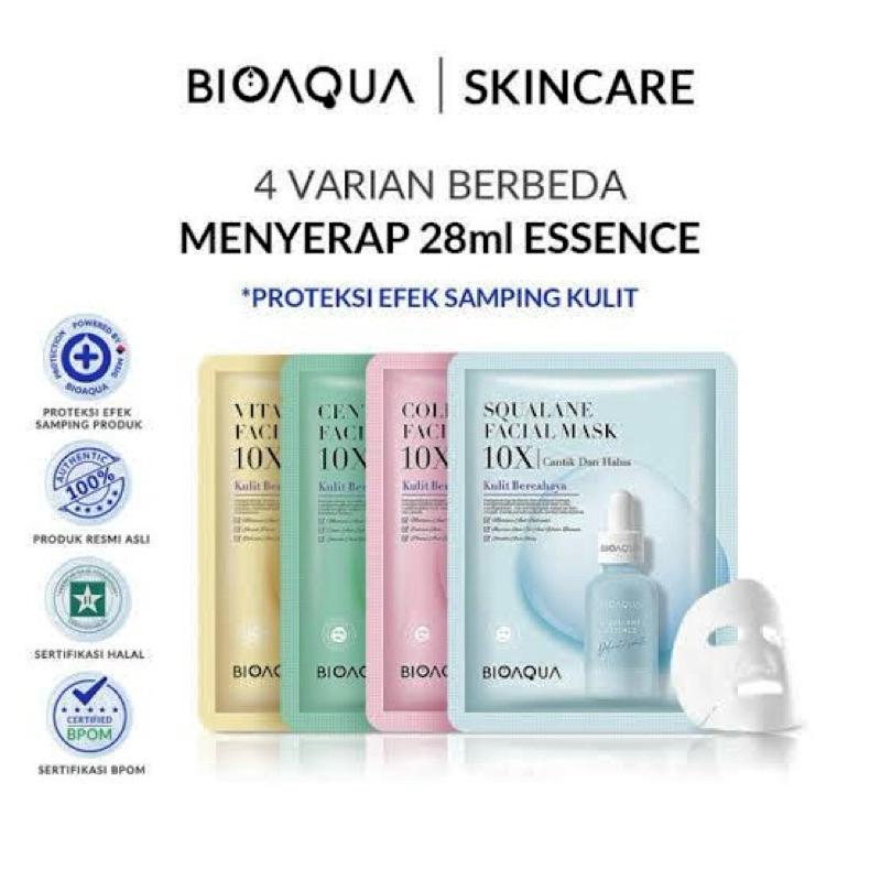 BIOAQUA 10X THE ESSENCE FACIAL SHEET MASK (Squalane / Collagen / VIT C / Centella)